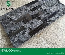 China Black Marble for Wall Cladding Polished and Split Combination Corner Stone Exposed Wall Stone Customized Ledge Stone Interior Decoration Flexible Stone Veneer for Wall Stacked Marble Stone Black