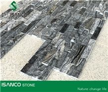 China Black Marble for Wall Cladding Polished and Split Combination Corner Stone Exposed Wall Stone Customized Ledge Stone Interior Decoration Flexible Stone Veneer for Wall Stacked Marble Stone Black