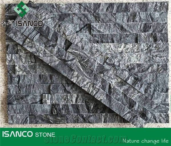 China Black Marble for Wall Cladding Polished and Split Combination Corner Stone Exposed Wall Stone Customized Ledge Stone Interior Decoration Flexible Stone Veneer for Wall Stacked Marble Stone Black