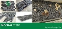 China Black Marble for Wall Cladding Polished and Split Combination Corner Stone Exposed Wall Stone Customized Ledge Stone Interior Decoration Flexible Stone Veneer for Wall Stacked Marble Stone Black