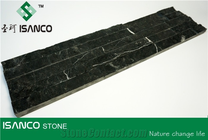 China Black Marble Wall Cladding Black Marquina Marble Split Face Culture Stone Marble Stacked Stone Veneer Feature Wall Building Stone Thin Stone Veneer Landscaping Stone Black Marble from China