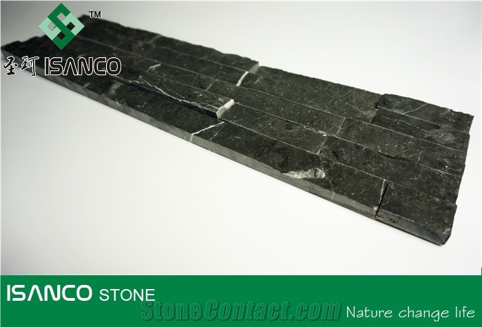 China Black Marble Wall Cladding Black Marquina Marble Split Face Culture Stone Marble Stacked Stone Veneer Feature Wall Building Stone Thin Stone Veneer Landscaping Stone Black Marble from China