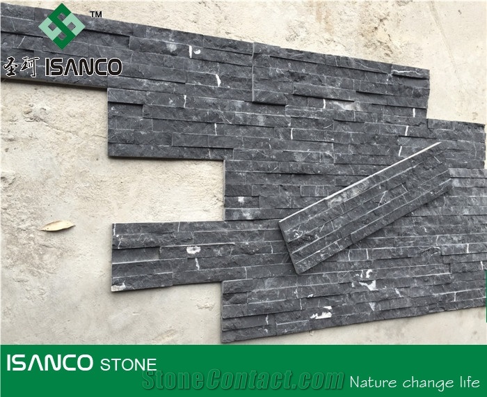 China Black Marble Wall Cladding Black Marquina Marble Split Face Culture Stone Marble Stacked Stone Veneer Feature Wall Building Stone Thin Stone Veneer Landscaping Stone Black Marble from China
