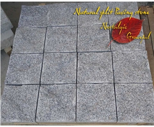 China Shandong Dark Grey Granite G341 Granite Paving Stone Hot Sale, Natural Grey Granite Sideway Pavements Natural Finish G341 Grey Granite Small Cube for Floor Covering Cut to Size