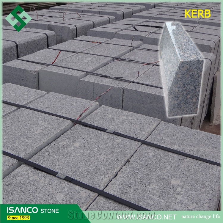 G383 Granite Flamed Kerbstones Customized Variegated Granite Kerb Stone Paradies Pearl Granite Curbstone Pearl Flower Granite Side Stone Light Gray Granite Road Stone Zhaoyuan Granite Cheap Prices