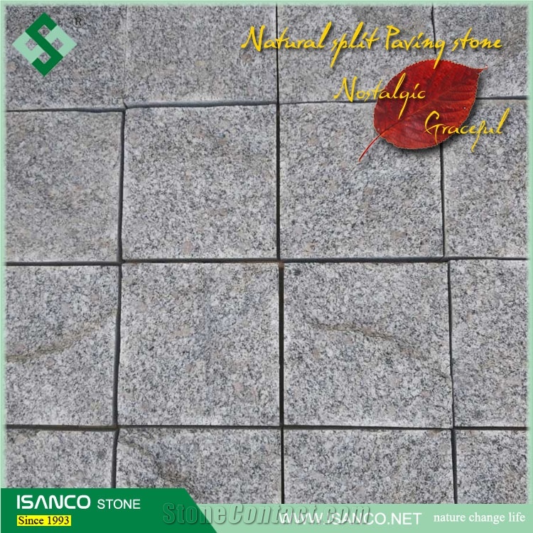 Shandong Grey Granite Cobble Stone G341 Granite Cube Stone Grey Sesame Granite Paving Sets Grey Granite G341 Walkway Pavers Garden Stepping Pavements Natural Split Finish