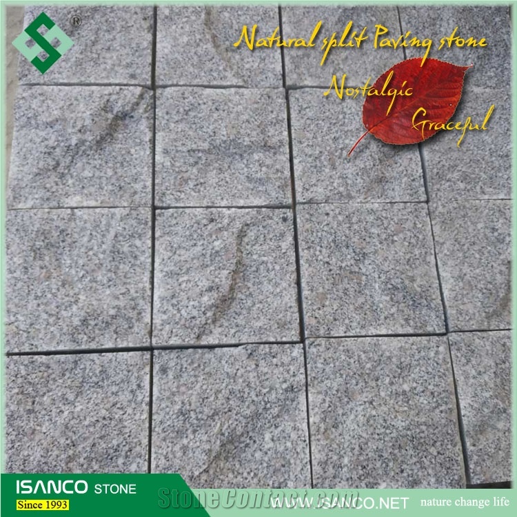 Shandong Grey Granite Cobble Stone G341 Granite Cube Stone Grey Sesame Granite Paving Sets Grey Granite G341 Walkway Pavers Garden Stepping Pavements Natural Split Finish