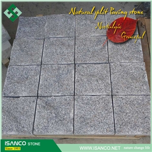 Shandong Grey Granite Cobble Stone G341 Granite Cube Stone Grey Sesame Granite Paving Sets Grey Granite G341 Walkway Pavers Garden Stepping Pavements Natural Split Finish