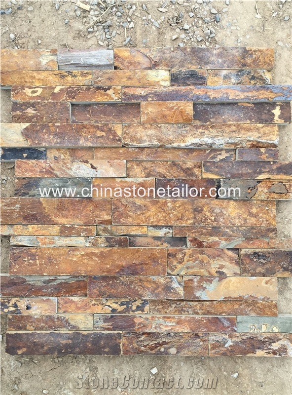 China Rusty Slate Rock Face Veneer Panel, Rock Face Slate Pannel Cultured Stone