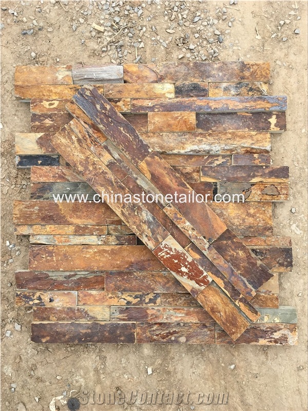 China Rusty Slate Rock Face Veneer Panel, Rock Face Slate Pannel Cultured Stone