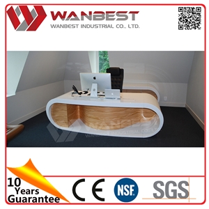 Customized Artifical Marble Office Desk Manager Table with Cabinets