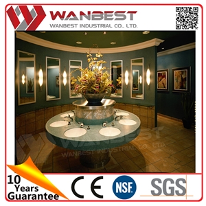 Customized Green and White Washroom Countertop Sink Solid Surface Bathroom Sinks