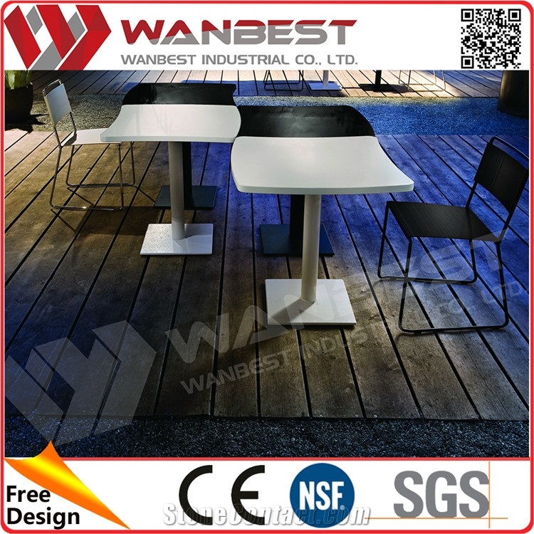 Durable White and Black Marble Top Coffee Table with Stainless Steel Legs