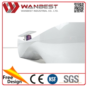 Elegant Modern White Acrylic Solid Surface Salon Reception Desk