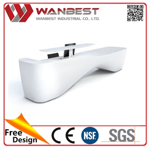 Elegant Modern White Acrylic Solid Surface Salon Reception Desk