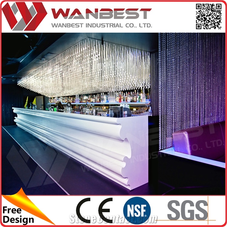 European Style White High Gloss Solid Surface Bar Counter Coffee Bar Counter Design