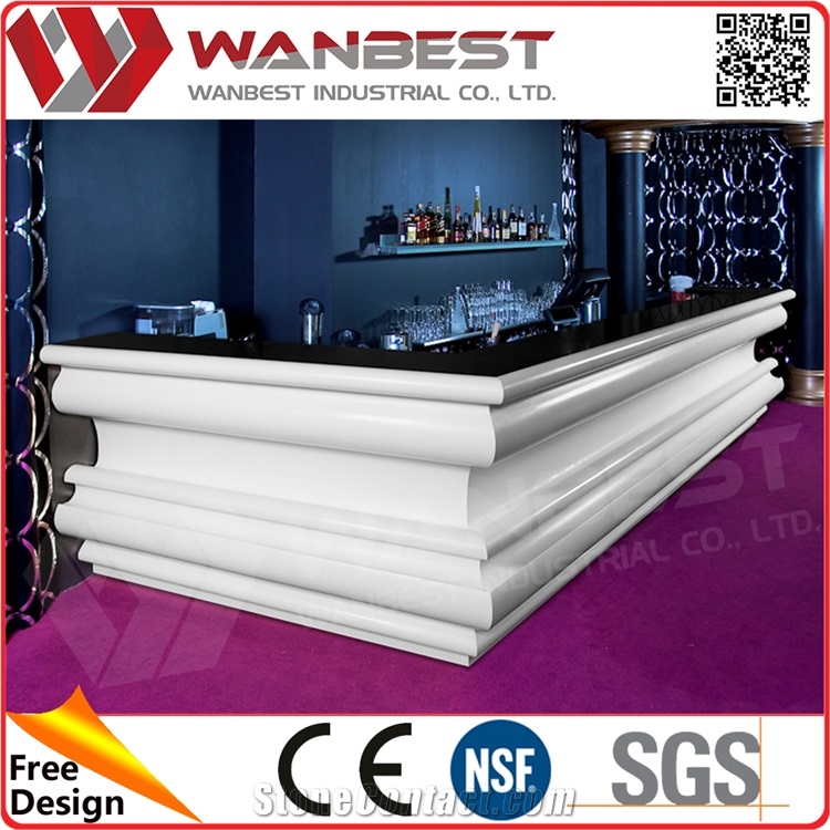 European Style White High Gloss Solid Surface Bar Counter Coffee Bar Counter Design