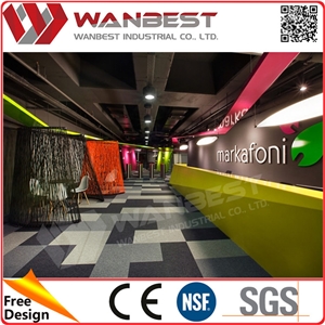 Fancy Warm Color Acrylic Solid Surface Reception Desk Counter with Customized Logo