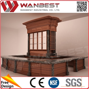 High Level Qualified Wine Bar Counters with Solid Wood Cabinet and Marble Top