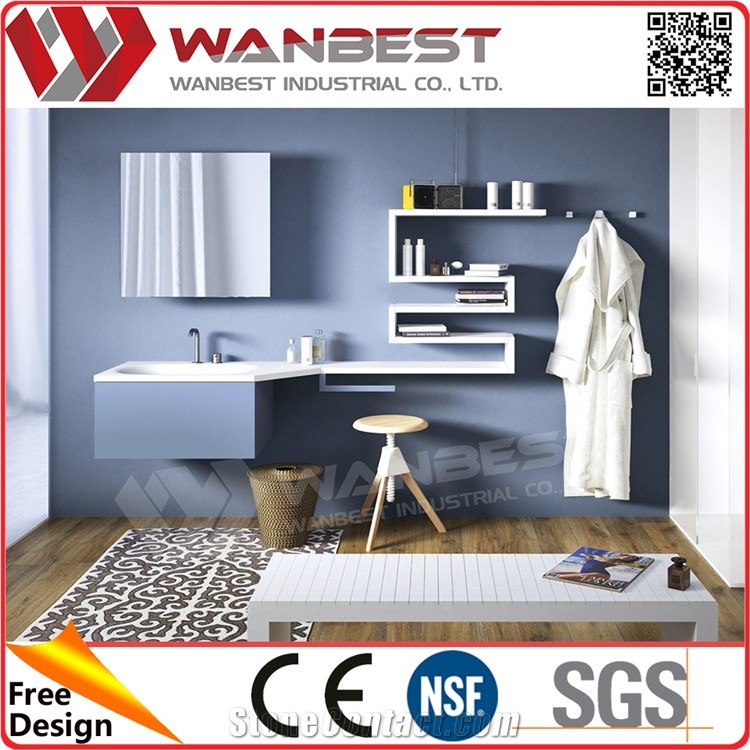 Hot Sales Acrylic Solid Surface Bathroom Wash Sinks Stand with Cabinet for Clothing