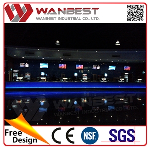Led Light Nightclub Reception Desk with Back Wall Solid Surface Salon Reception Desk