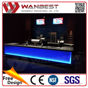 Led Light Nightclub Reception Desk with Back Wall Solid Surface Salon Reception Desk