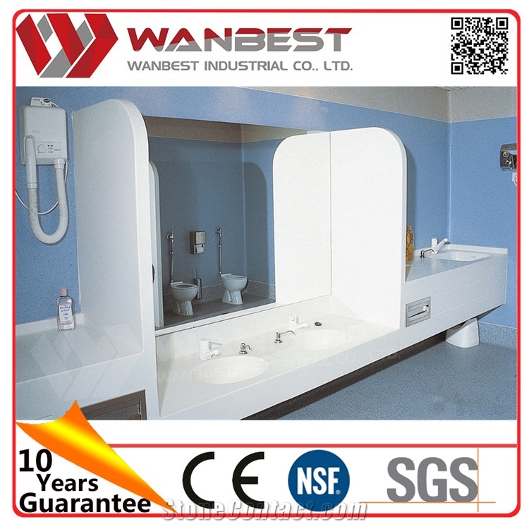 Luxury White Solid Surface Bathroom Countertop Sinks with Mirrors