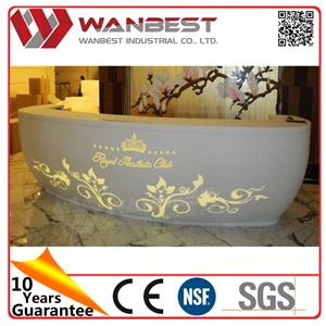 Modern Beauty Salon Reception Desk Design with Logo Led Lighting