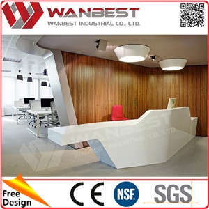 Modern High Gloss White Acrylic Solid Surface Reception Desk Office Front Reception Desk