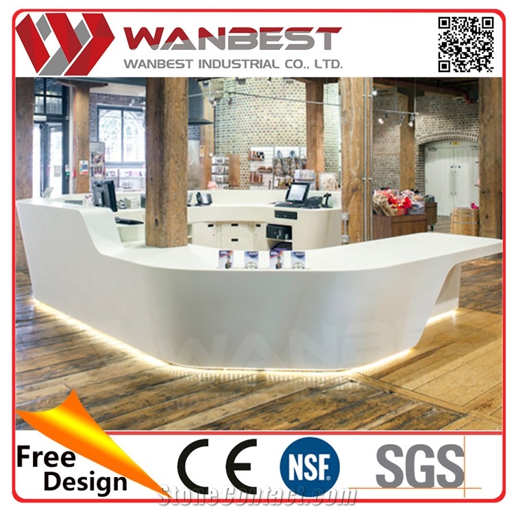 Modern Office/Hotel/Retail Store Used Custom Artificial Marble Salon Reception Desk