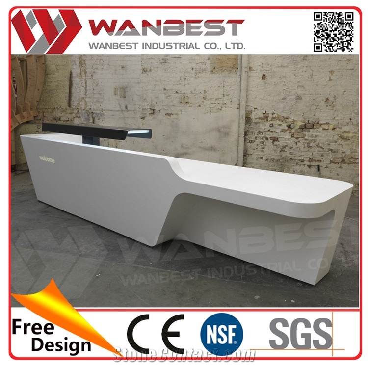 Modern White Front Reception Desk Customized Cash Counter