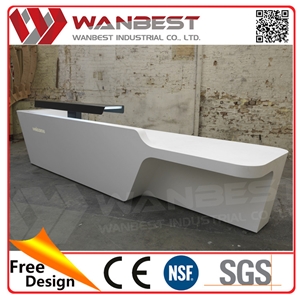 Modern White Front Reception Desk Customized Cash Counter