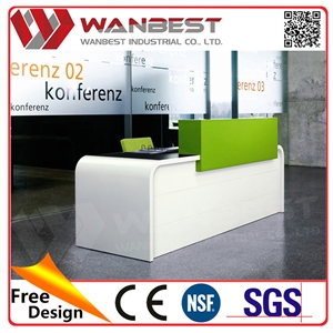 Office Furniture Modern Office Small Reception Desk White Acrylic Solid Surface Salon Reception Desk