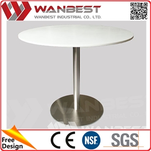 Waterproof White Artificial Marble Coffee Table with Stainless Steel Legs
