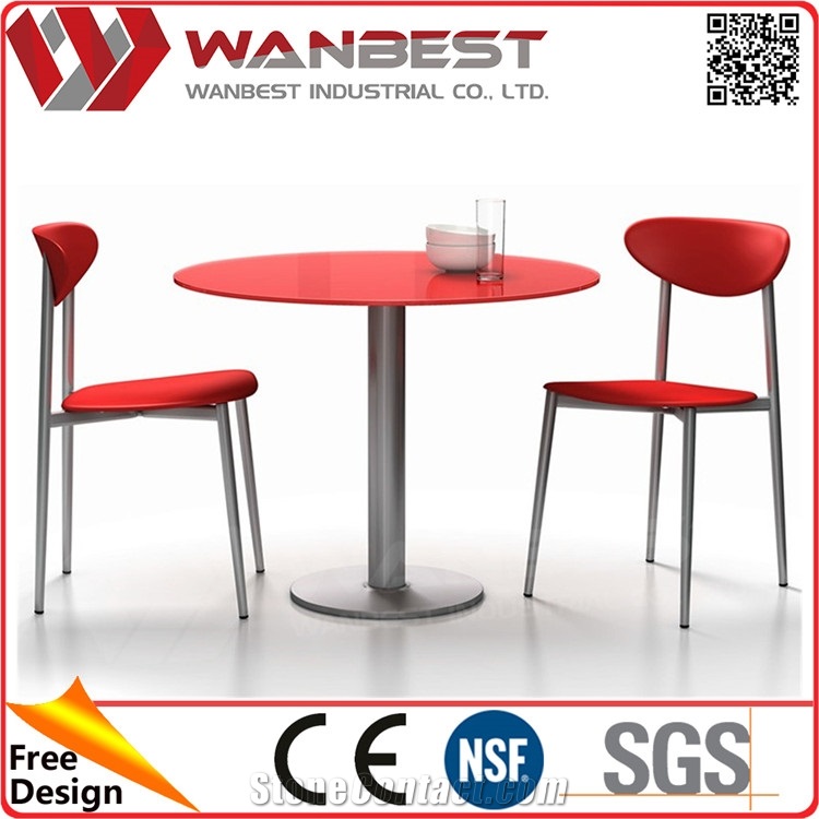 Waterproof White Artificial Marble Coffee Table with Stainless Steel Legs