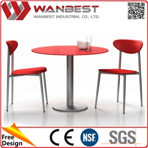 Waterproof White Artificial Marble Coffee Table with Stainless Steel Legs