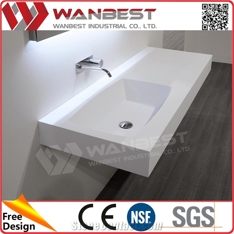 Wholesale White Acrylic Solid Surface Bathroom Sinks