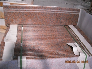 Hot Sale,Cheapest Price High Quality Own Factory Chinese Natural Polished G562/Maple Leaf Red/Maple Leaves/Capao Bonito/Samkie Red/Zarkie Red Granite Stairs & Steps,Choice for Project/Hotel/House
