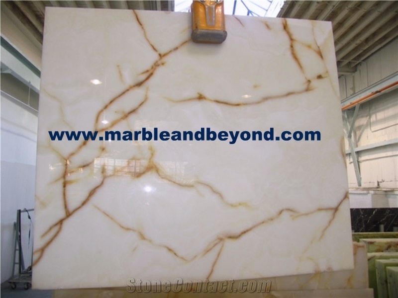 Natural Pakistan Polished White Onyx Stone Slabs & Tiles for Bar Top or Lighting Tops and Back Ground