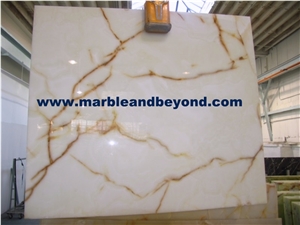 Natural Pakistan Polished White Onyx Stone Slabs & Tiles for Bar Top or Lighting Tops and Back Ground
