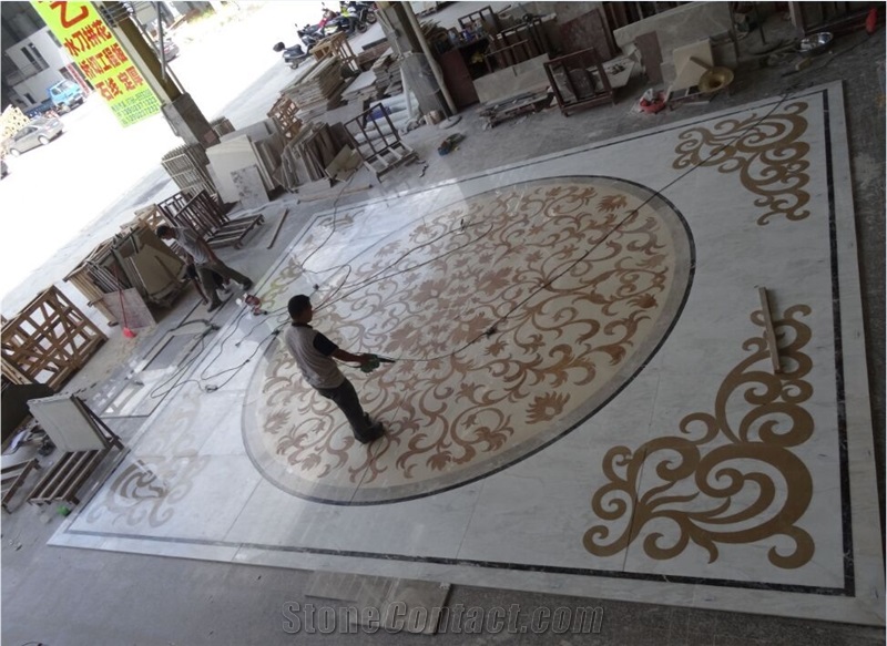 Bestonemosaic Grey&White Art Pattern Marble Mosaic Waterjet Medallions, Mosaic Pattern,