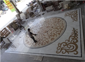 Bestonemosaic Grey&White Art Pattern Marble Mosaic Waterjet Medallions, Mosaic Pattern,