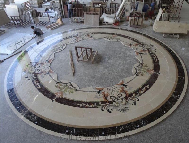 Bestonemosaic Grey&White Art Pattern Marble Mosaic Waterjet Medallions, Mosaic Pattern,