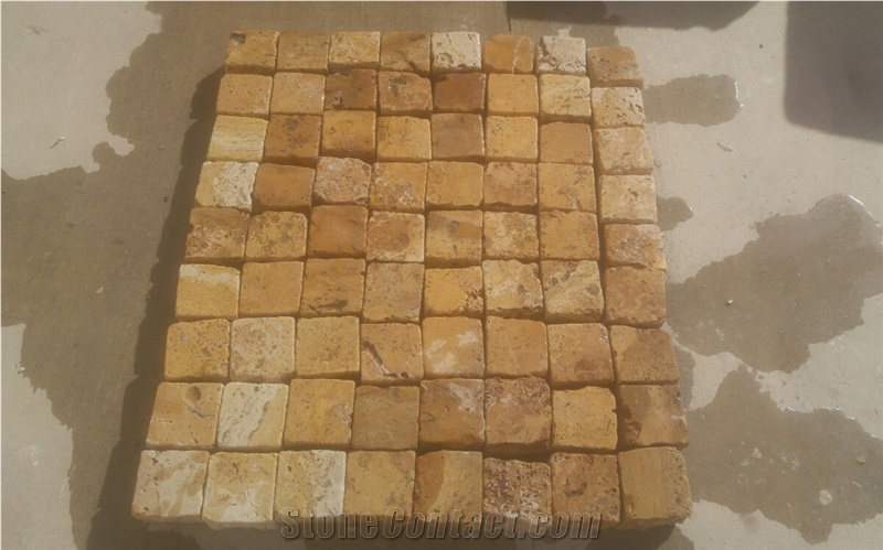 Gold Travertine Cube Stone