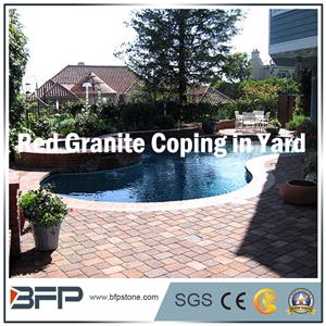 Chinese Red Granite, Natural Granite for Swimming Pool Paver,Coping,With Flamed Surface or Honed Surface