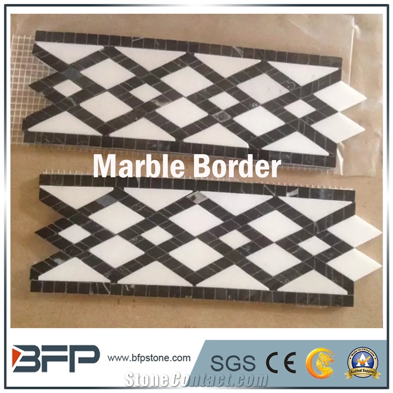 Marble Mosaic, Marble Pattern, Mosaic Border, Carrara White Mosaic, Round Shape White Mosaic