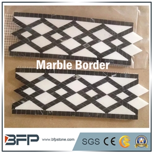 Marble Mosaic, Marble Pattern, Mosaic Border, Carrara White Mosaic, Round Shape White Mosaic