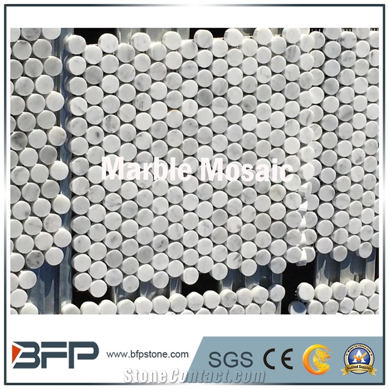 Marble Mosaic, Marble Pattern, Mosaic Border, Carrara White Mosaic, Round Shape White Mosaic
