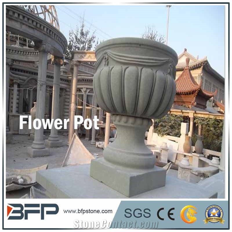 Stone Flower Pot, Stone Vase, Stone Flower Cups, Granite Decoration, Polished Stone Flower Pots