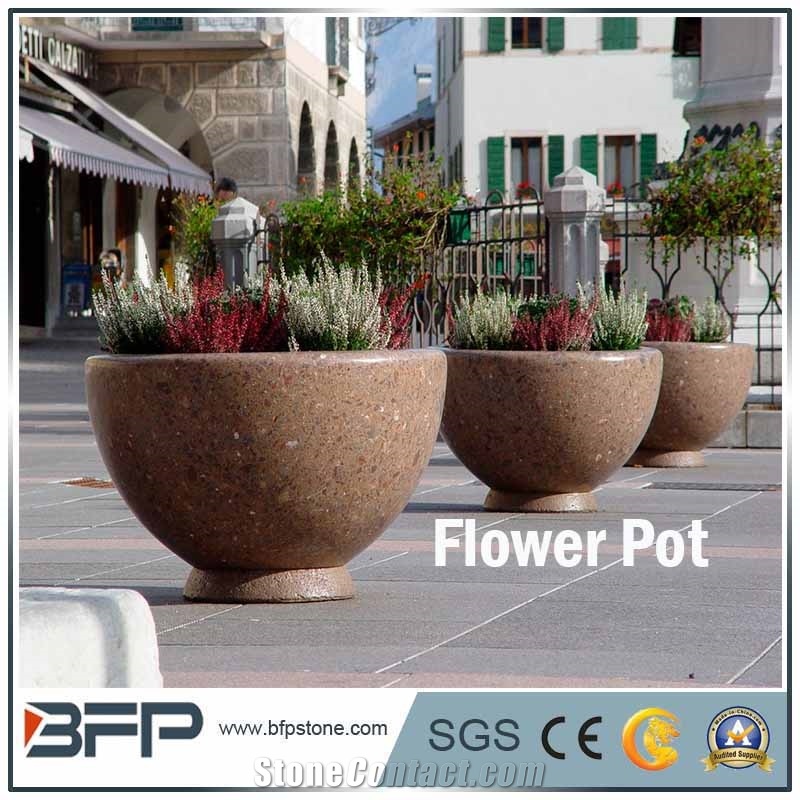 Stone Flower Pot, Stone Vase, Stone Flower Cups, Granite Decoration, Polished Stone Flower Pots